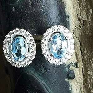 { 2ct u[ gp[YAzCg Tt@CA 925 \bh X^[O Vo[ X^bh sAX 10mm Natural Rocks by Kala Genuine 2ct Blue Topaz, White Sapphire 925 Solid Sterling Silver Stud Earrings 10mm