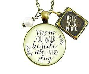 Gutsy Goodness 36 C` }}LOlbNX You Walk tHgt[ AMtg Gutsy Goodness 36" Mom Remembrance Necklace You Walk Photo Frame Memorial Gift