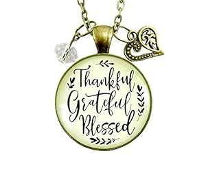 Gutsy Goodness 24 C`ӊӊӃlbNXǰtfB[XWG[ Gutsy Goodness 24" Thankful Grateful Blessed Necklace Blessing Words Womens Jewelry