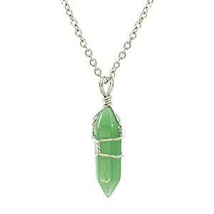 nhC[hi`Ax`NX^q[O|Cg`Ny_glbNX Joseph Brothers Hand Wired Natural Aventurine Crystal Healing Point Chakra Pendant Necklace