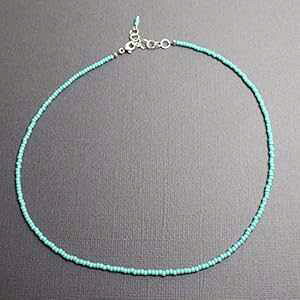 ȃ^[RCYJ[`[J[lbNXA߉\14`15C` KMBankston Tiny Turquoise Color Choker Necklace, Adjustable 14-15 Inches