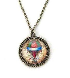 �M�C���l�b�N���X - �r�N�g���A���X�^�C���̃C���[�W Fern & Filigree Hot Air Balloon Necklace - Victorian Style Image