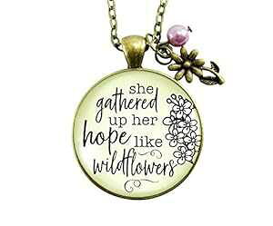 Gutsy Goodness 24 �C���` She Gathered Hope Wildflowers �C���X�s���[�V�����l�b�N���X �t�F�C�X�W���G���[ Gutsy Goodness 24 She Gathered Hope Wildflowers Inspirational Necklace Faith Jewelry