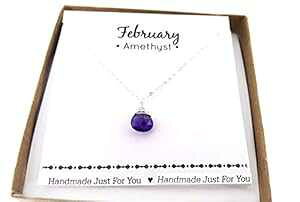 AWXg WFXg[ 2 a lbNX - X^[OVo[ uIbg eBAhbv WG[ - ޏւ̃Mtg CY Design Studio Amethyst Gemstone February Birthstone Necklace - Sterlin