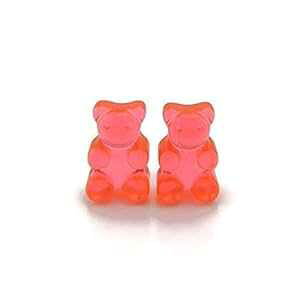 vX`bN|Xg̃bhO~xA^t[CO Pretty Smart Red Gummy Bear Metal Free Earrings on Plastic Posts