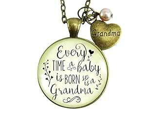 Gutsy Goodness 24 C` Ԃ̐ʔ\lbNX ܂ꂽ̂ŁA΂ւ̃Mtg Gutsy Goodness 24" Baby Gender Reveal Necklace Grandchild Born So is Grandma Gift