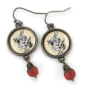 svc̍̃AX ETM CO The Divine Iguana Alice in Wonderland White Rabbit Earrings