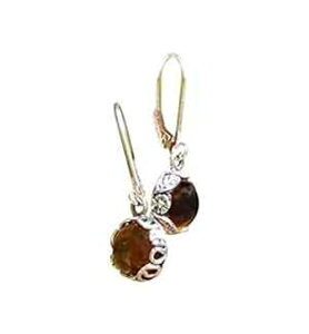 TCNꂽBe[WߕY܃{gX^[OVo[{^jJo[obNCO Bottled Up Designs Recycled Vintage Amber Bleach Bottle Sterling Silver Botanical Leverback Earrings