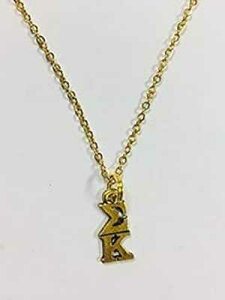 S[h VO} Jbp SK/EK qwNu @G[ lbNXA18 C` `F[ Ann Peden Jewelry Gold Sigma Kappa SK/EK Sorority Lavaliere Necklace, 18 inch chain