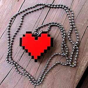 bh 8 rbg sNZ n[g RXv lbNXAsNZꂽ|Cg OtBbN Q[ Ct Rei y_g It's Just So You Red 8 Bit Pixel Heart Cosplay Necklace, Pixelated Point Gr