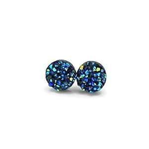 tFCNhD[W[Xg[vX`bN|XgCOA^t[A10mm u[ Pretty Smart Faux Druzy Stone Plastic Post Earrings, Metal Free, 10mm Blue