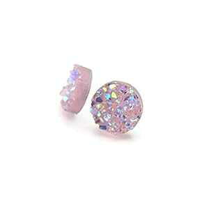 ɕqȎptFCNhD[W[Xg[vX`bN|XgCOA10mm y[sN AB Pretty Smart Faux Druzy Stone Plastic Post Earrings for Metal Sensitive Ears, 10mm Pale Pink AB
