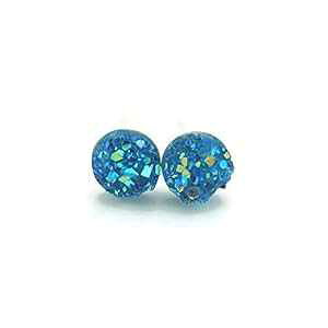 tFCNhD[W[CO hvX`bN|XgA8mm ANAu[ Pretty Smart Faux Druzy Earrings Hypoallergenic Plastic Posts, 8mm Aqua Blue