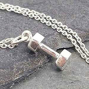 Teeny Tiny _x `[ lbNX - 925 X^[OVo[A18 C` EnCharmed Teeny Tiny Dumbbell Charm Necklace - 925 Sterling Silver, 18"