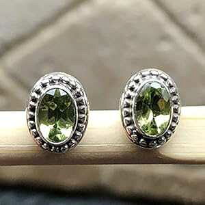 { 1.5ct Abv O[ yhbg 925 X^[O Vo[ X^bh fUCi[ CO 9mm Natural Rocks by Kala Genuine 1.5ct Apple Green Peridot 925 Sterling Silver Stud Designer Earrings 9mm