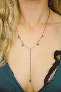 {w~A Ap^Cg Abg Y lbNX (uY) - 18 C`̃`F[A2 C`̒߉\ȃGNXe_[t Luna Tide Boho apatite lariat Y necklace in bronze - 18" chain with 2" adjustable exte