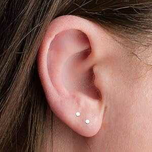 1 yÃX[p[ ^Cj[ 2mm Eh X^[O Vo[ hbg fBXN CO - 1 yA Melanie Golden Jewelry ONE PAIR Super TINY 2mm Round Sterling Silver Dot Disc Earrings - One Pair