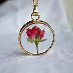 bh[YAt[t[eBOPbg18KS[hbL`F[OlbNX XDesign Red Rose Real F Floating Locket 18k Gold Plated Chain Long Necklace