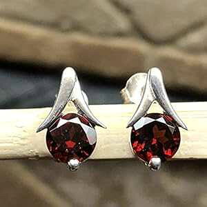 �i�`������ 2ct �p�C���[�v �K�[�l�b�g 925 �\���b�h �X�^�[�����O �V���o�[ �C�������O 11mm Natural Rocks by Kala Natural 2ct Pyrope Garnet 925 Solid Sterling Silver Earrings 11mm