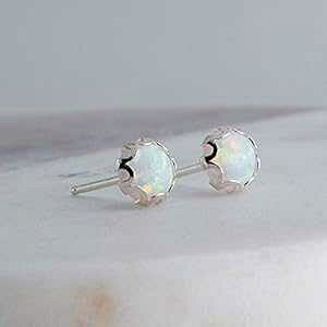 Ip[ Xg[ 5mm X^[O Vo[ X^bh sAX Fashion Art Jewelry Opal Stone 5mm with Sterling Silver Stud Earrings