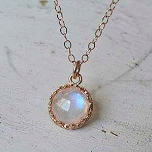 [Xg[ y_g lbNX [YS[h[U 8 mm Xg[ 6 ̒a nhCh WG[  16 C` + GNXe_[ Avnis Moonstone Pendant Necklace Rose Gold Filled 8 mm ston