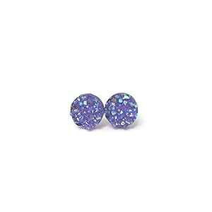 ɕqȎptFCNhD[W[Xg[vX`bN|XgCOA10mm CbN Pretty Smart Faux Druzy Stone Plastic Post Earrings for Metal Sensitive Ears, 10mm Lilac