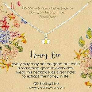 �����ȃ~�c�o�` �X�^�[�����O�V���o�[ �l�b�N���X ���� 18 �C���` Cream By Val Tiny Honey Bee Sterling Silver Necklace 18'' Length