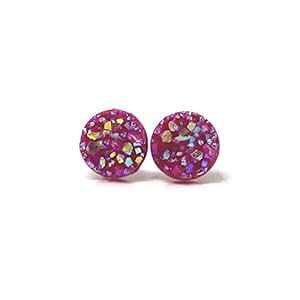 vX`bN|Xg̃tFCNhD[W[Xg[COA^t[A10mm Nx[sN Pretty Smart Faux Druzy Stone Earrings on Plastic Post, Metal Free, 10mm Cranberry Pink