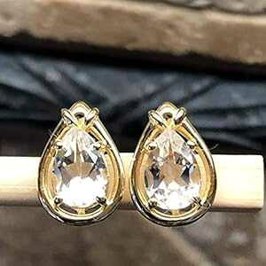 {̃zCg NH[c 14K S[hA\bh X^[O Vo[ CO 15mm Natural Rocks by Kala Genuine White Quartz 14k Gold Over Solid Sterling Silver earrings 15mm