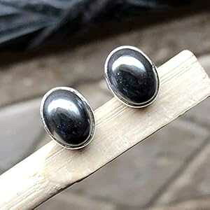 VRw}^Cg 925 \bh X^[O Vo[ CO 8mm Natural Rocks by Kala Natural Hematite 925 Solid Sterling Silver Earrings 8mm