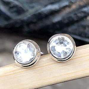 {̃zCg NH[c 925 \bh X^[O Vo[ CO 5mm Natural Rocks by Kala Genuine White Quartz 925 Solid Sterling Silver earrings 5mm