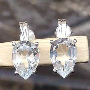 {̃zCg NH[c 925 \bh X^[O Vo[ CO 15mm Natural Rocks by Kala Genuine White Quartz 925 Solid Sterling Silver Earrings 15mm