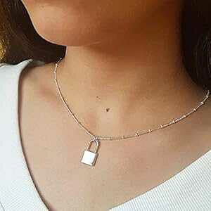 bNy_glbNXVv킢싞lbNXq`F[t@bVWG[̎qޏւ̃Mtg Avnis Lock Pendant Necklace Simple Cute Padlock Necklaces Satellite Chain Fashion