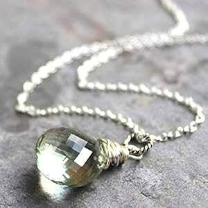 tH[J uIbg vVICg O[ AWXg lbNX X^[O Vo[ NVbN WFXg[ y_g Aerides Designs Focal Briolette Prasiolite Green Amethyst Necklace S