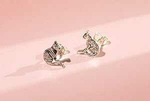 L - X^[OVo[ 925 X^bh sAX (P636) Natural History Direct Cat - Sterling Silver 925 Stud Earrings (P636)