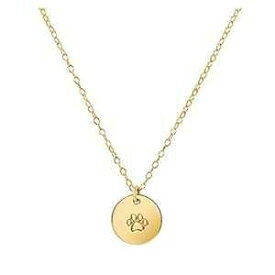 ハンドメイド イエローゴールドフィル 足跡チャームネックレス - 犬、猫、ペットの思い出 - メモリアルジュエリー、動物愛好家へのギフト - 記念日、誕生日、彼女、女の子、女性、妻、友人への卒業プレゼント Ever + Ever Handmade Yellow Gold Fill Paw Pr