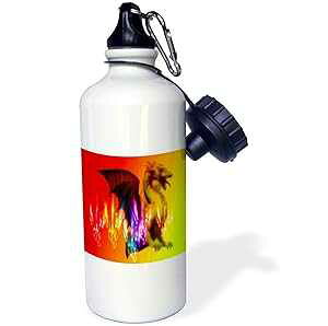 3dRose Photo Illustration Blue Butterfly Sports Water Bottle, 21 oz, White