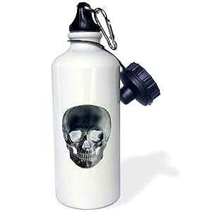 3dRose Skull in Negative Sports Water Bottle, 21 oz, White