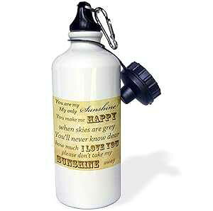 3dRose "Vintage Songs You Are My Sunshine-Love Songs" Sports Water Bottle, 21 oz, White