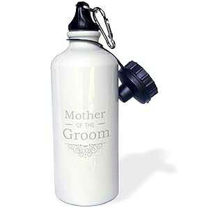3dRose "Mother of the Groom in silver-Wedding-part of matching marriage party set-grey gray swirls" Sports Water Bottle, 21 oz, White