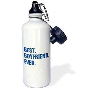 3dRose Dark Blue Best Boyfriend Ever navy text anniversary valentines day-Sports Water Bottle, 21oz , Multicolored