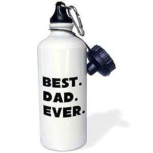 3dRose Best Dad Ever Typography-Sports Water Bottle, 21oz , 21 oz, Multicolor