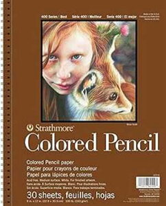 9"x12", Strathmore 477-9 Colored Pencil PAD 9X12 30SHT 400 Series, 9"x12", White, 30 Sheets