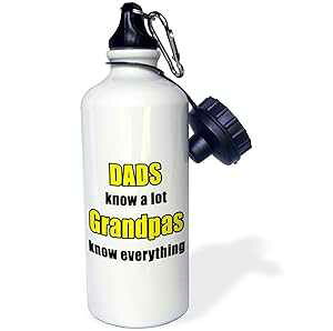 3dRose Dads Lot Grandpas Know Everything Yellow-Sports Water Bottle, 21oz , 21 oz, Multicolor