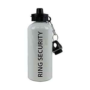 CustomgiftsNow OZLeB - OxA[ 20 IX 600ML zCgA~jEEH[^[{gAubN (1) CustomGiftsNow Ring Security - Ring Bearer 20-Ounce 600ML White Aluminum Water Bottle, Black (1)