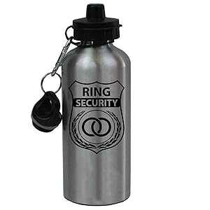 CustomgiftsNow OZLeB - wփxA[ 20IX 600ML Vo[A~jEX|[cEH[^[{gAW2 (ubN) CustomGiftsNow Ring Security - Wedding Ring Bearer 20-Ounce 600ML Silver Alu