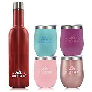 AE^[gCfM^󖧕dǃXeXX`[C25IXOE[{g4Jbvp[eB[ƃMtgZbg Outer Trails Insulated Vacuum Sealed Double Wall Stainless Steel Wine 25 Ounce Growl