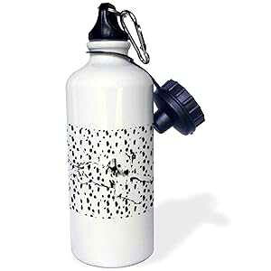 3dRose "Dalmatian, Spots On Spots" Sports Water Bottle, 21 oz, White