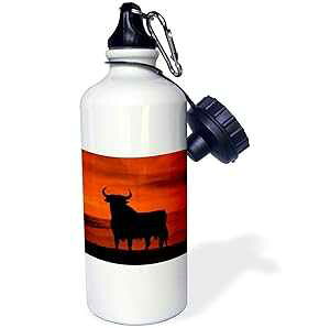 3dRose Osborne Bull Sign, Spanish National Monument, few left on the Spanish roadsides - Sports Water Bottle, 21 oz, White