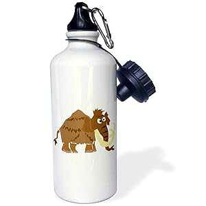 3dRose Funny Woolly Mammoth Primitive Art Design-Sports Water Bottle, 21oz , 21 oz, Multicolor